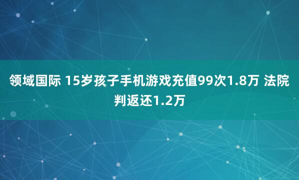 领域国际 15岁孩子手机游戏充值99次1.8万 法院判返还1.2万