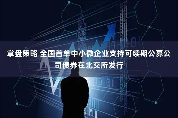 掌盘策略 全国首单中小微企业支持可续期公募公司债券在北交所发行