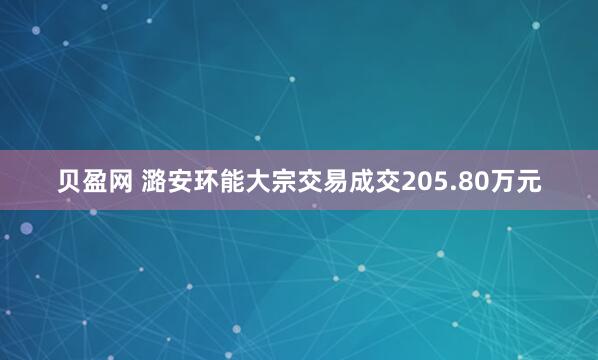 贝盈网 潞安环能大宗交易成交205.80万元