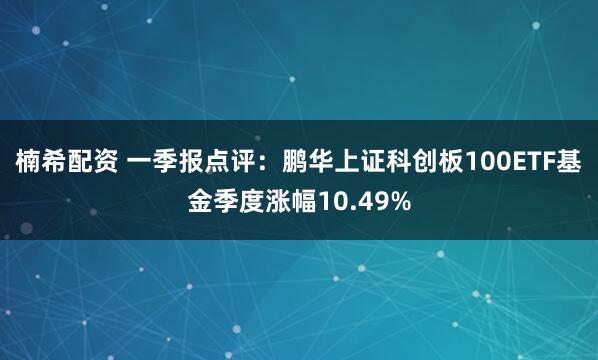 楠希配资 一季报点评：鹏华上证科创板100ETF基金季度涨幅10.49%