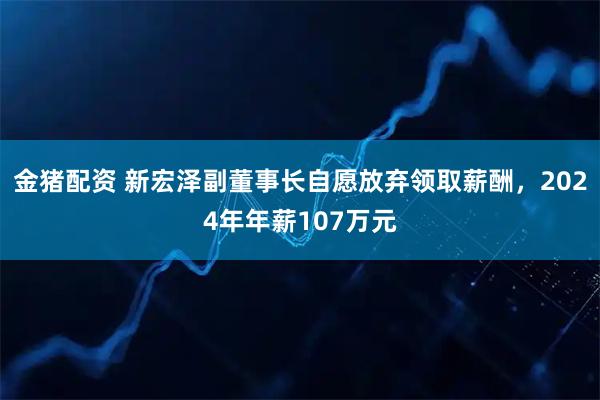 金猪配资 新宏泽副董事长自愿放弃领取薪酬，2024年年薪107万元